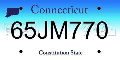 65JM770 Connecticut License Plate