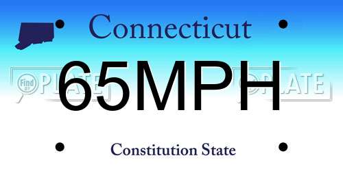65MPH Connecticut License Plate