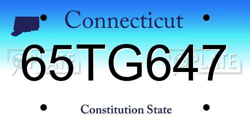 65TG647 Connecticut License Plate