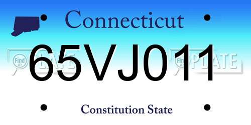 65VJ011 Connecticut License Plate