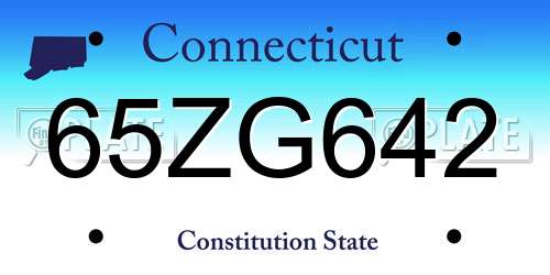 65ZG642 Connecticut License Plate