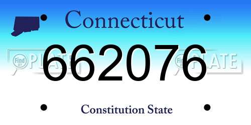 662076 Connecticut License Plate