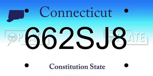 662SJ8 Connecticut License Plate
