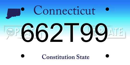662T99 Connecticut License Plate