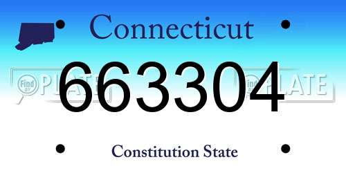 663304 Connecticut License Plate