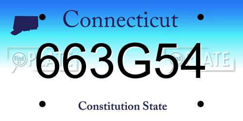 663G54 Connecticut License Plate