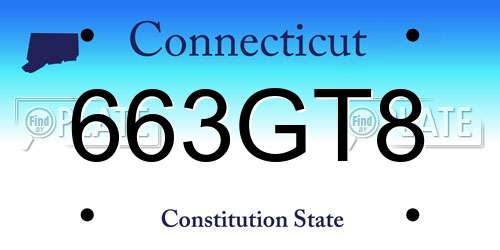 663GT8 Connecticut License Plate