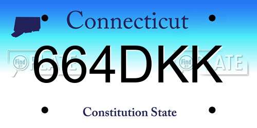 664DKK Connecticut License Plate