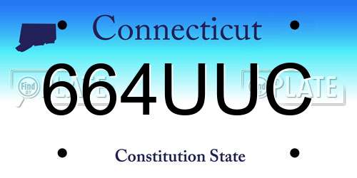 664UUC Connecticut License Plate