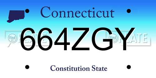 664ZGY Connecticut License Plate