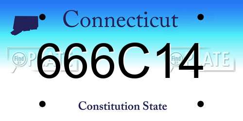 666C14 Connecticut License Plate