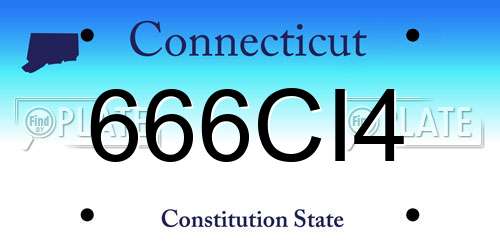 666CI4 Connecticut License Plate