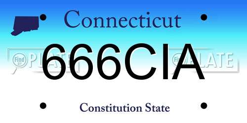 666CIA Connecticut License Plate