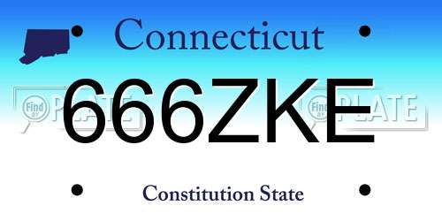 666ZKE Connecticut License Plate