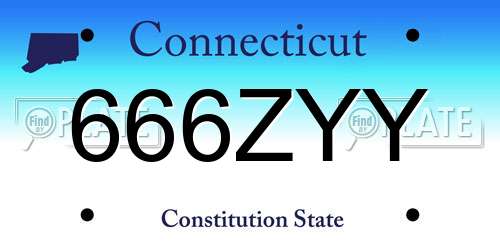 666ZYY Connecticut License Plate