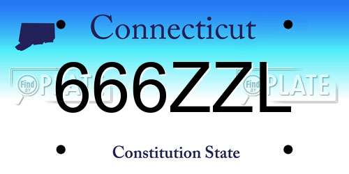 666ZZL Connecticut License Plate