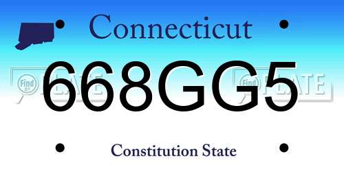 668GG5 Connecticut License Plate