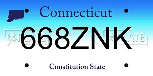 668ZNK Connecticut License Plate