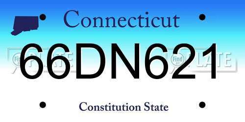 66DN621 Connecticut License Plate