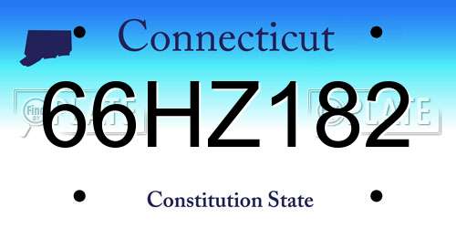 66HZ182 Connecticut License Plate