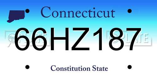 66HZ187 Connecticut License Plate