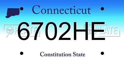 6702HE Connecticut License Plate