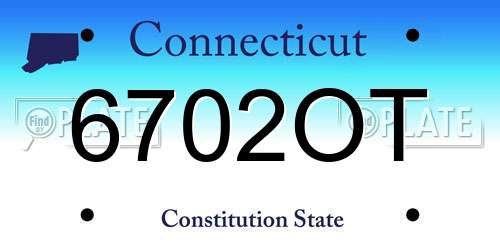 6702OT Connecticut License Plate