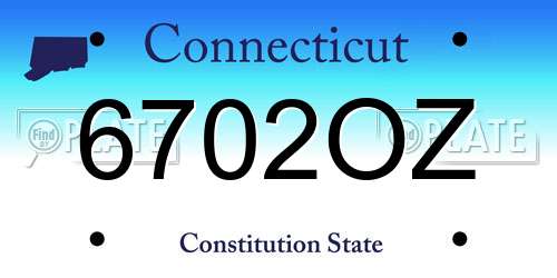 6702OZ Connecticut License Plate