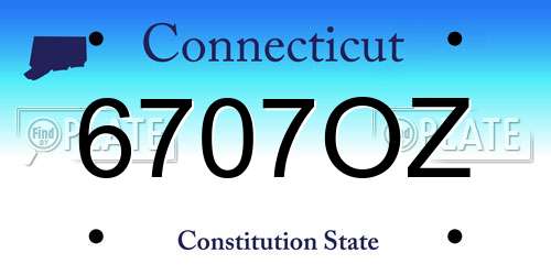 6707OZ Connecticut License Plate