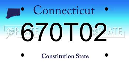 670T02 Connecticut License Plate