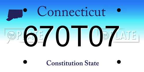 670T07 Connecticut License Plate