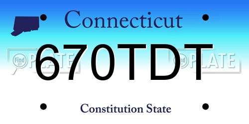 670TDT Connecticut License Plate