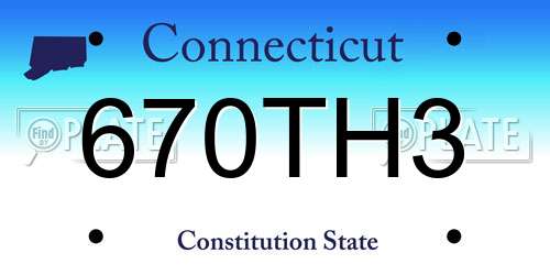 670TH3 Connecticut License Plate