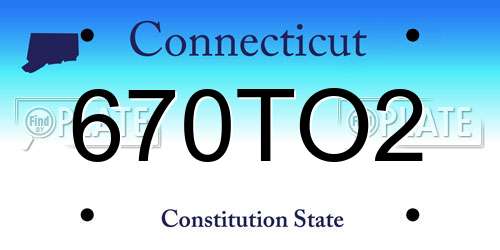 670TO2 Connecticut License Plate