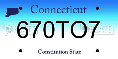 670TO7 Connecticut License Plate