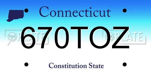 670TOZ Connecticut License Plate