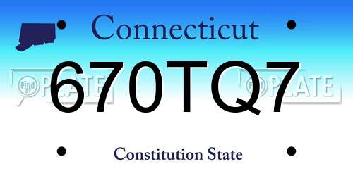 670TQ7 Connecticut License Plate