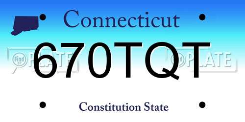 670TQT Connecticut License Plate