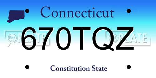 670TQZ Connecticut License Plate