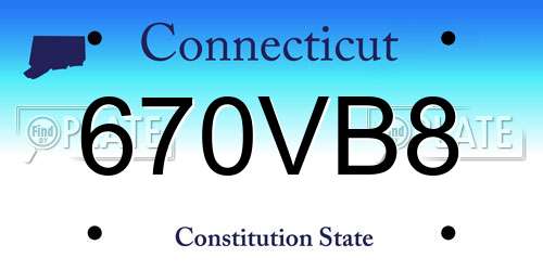 670VB8 Connecticut License Plate