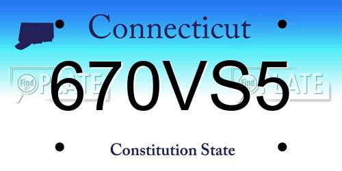 670VS5 Connecticut License Plate