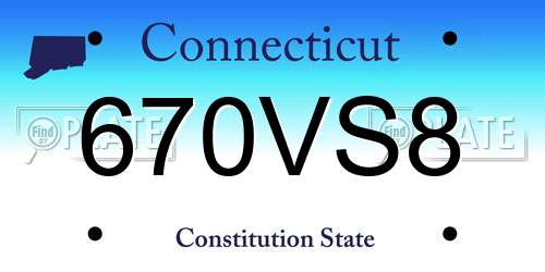 670VS8 Connecticut License Plate