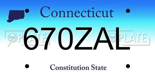 670ZAL Connecticut License Plate