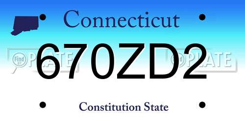 670ZD2 Connecticut License Plate