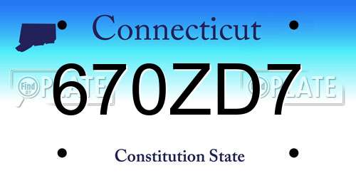 670ZD7 Connecticut License Plate