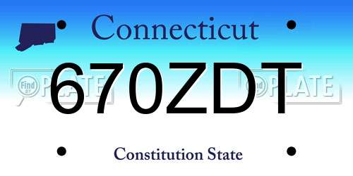 670ZDT Connecticut License Plate
