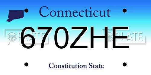 670ZHE Connecticut License Plate