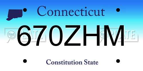 670ZHM Connecticut License Plate