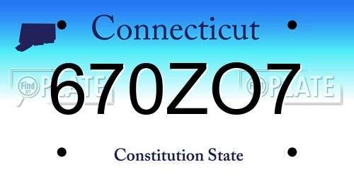 670ZO7 Connecticut License Plate