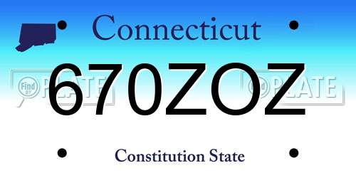 670ZOZ Connecticut License Plate